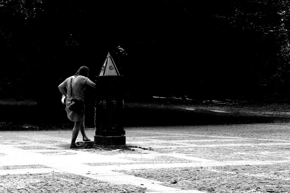 Mamiya 528TL - Woman Cooling her Feet at Fountain in Lužánky Park
