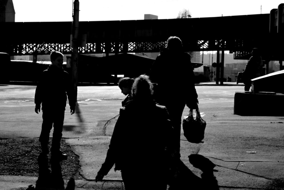 Sony Alpha A230 with Helios-44-2 - Family Entering Bus Terminal