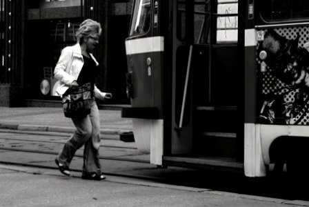 Sony Alpha A230 with Helios-44-2 - Woman Catching a Tram