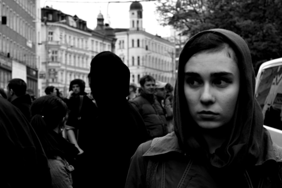 Sony Alpha A230 with Helios-44-2 - Highlights of Antifascist Demonstration in B&W - Portraits 03