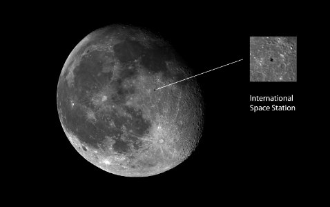 Lunar Transit of the International Space Station on 5-14-17 photo