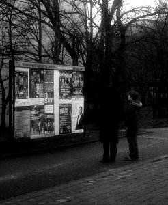 FED-5S + Industar-50 - Mother and Son Looking at Advertisements 2