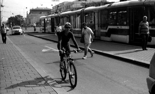 Canon EOS 30 - Cyclist and a Tram