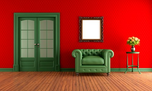 Red and green vintage room photo
