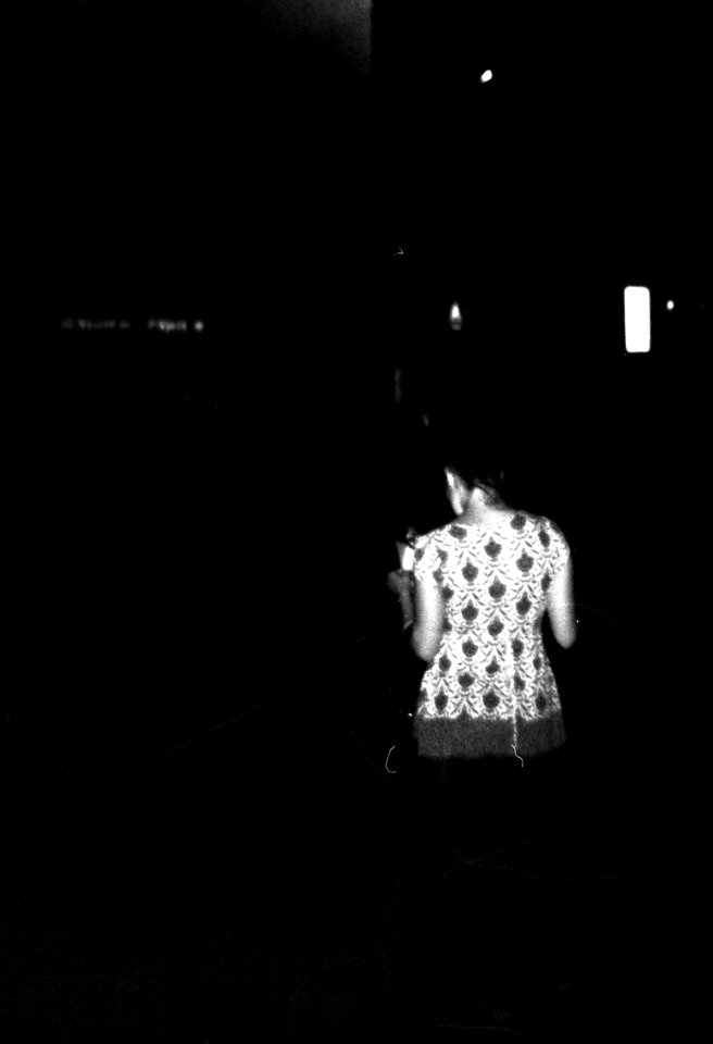Holga 120FN - Girl on Bus Stop (taken with flash)