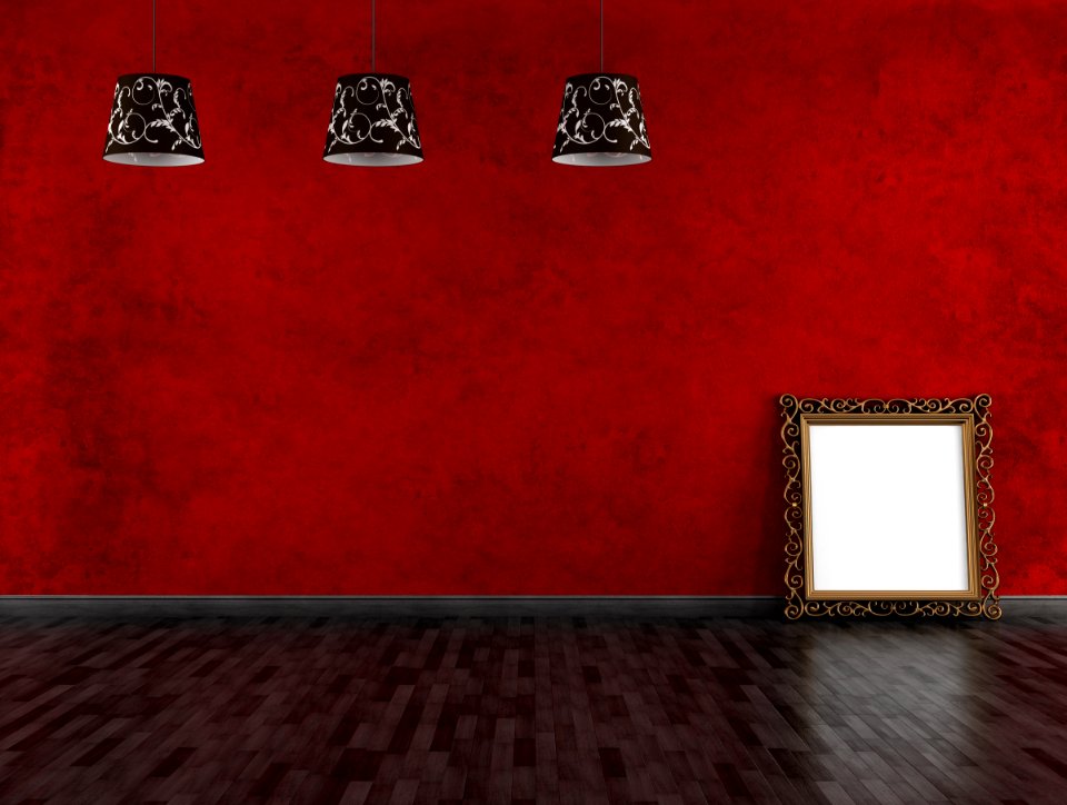 red and black empty vintage room