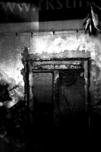 Holga 120FN - Entrance to the Delapidated House (taken with flash) photo