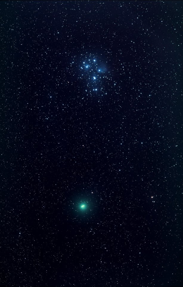 Comet 46/P Wirtanen and the Pleiades on 12-16-18