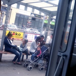 FED-5S + Industar-50 - Tram Stop from the Tram Door 1