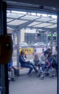 FED-5S + Industar-50 - Tram Stop from the Tram Door 2