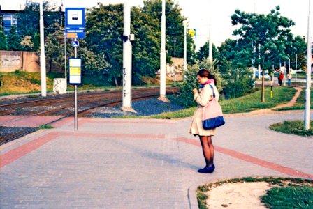 Praktica MTL 5 +  Helios 44-2 2/58 - Young Woman at Tram Stop