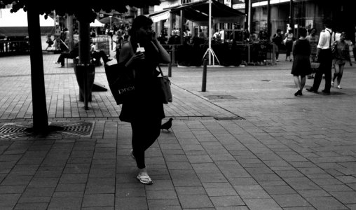 Kiev 4 + Helios-103 - Woman on the Phone on Liberty Square
