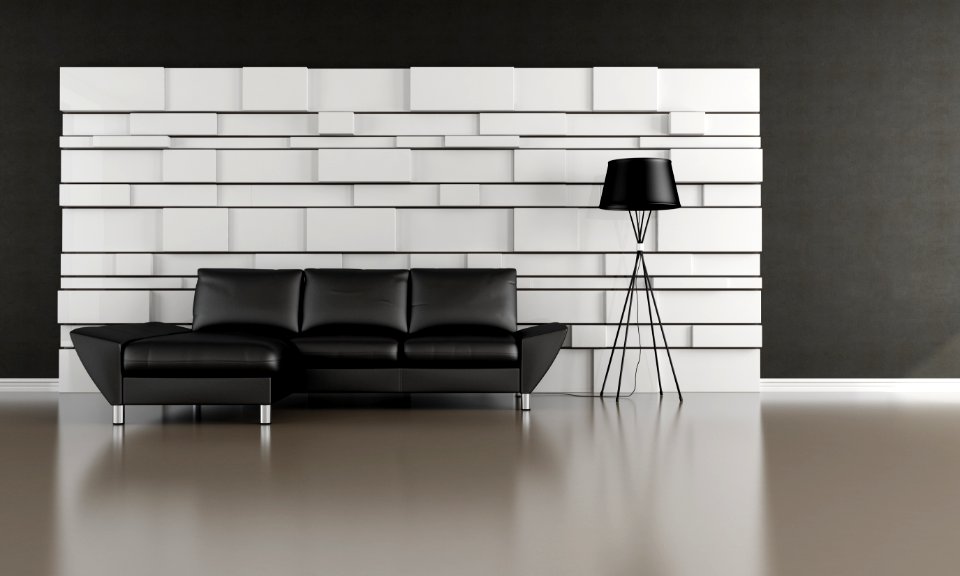 black and white living room