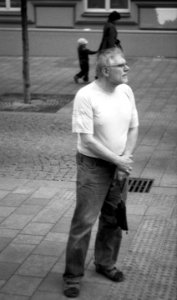 Praktica MTL 5 + Helios 44-2 2/58 - Man Looking for a Tram