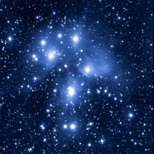Pleiades Cluster - Messier 45 in color. photo