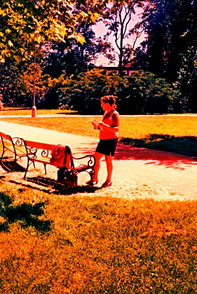 Pentacon Electra + Cross Processed Film - Woman at the Bench