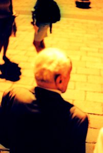 Praktica BC1 - Redscaled and Cross Processed - Old Man Leaving a Tram photo