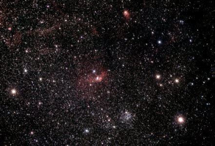 The Bubble Nebula, Messier 52, and NGC 7538