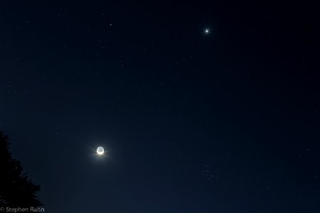 The Moon, Venus, Hyades, and the Pleiades