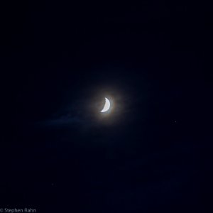 Waxing Crescent Moon, Mars, and Saturn