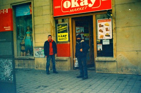 Vilia - My Favourite Musician in front of a Shop photo