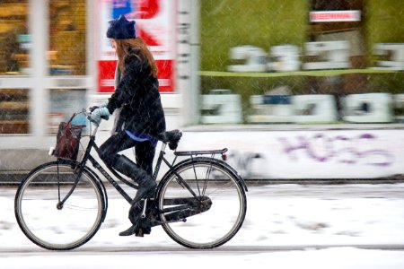 Snowstanding - Cycling in Winter in Copenhagen photo