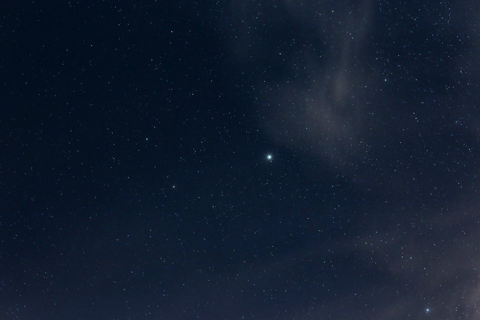 Cloudy skies at night.