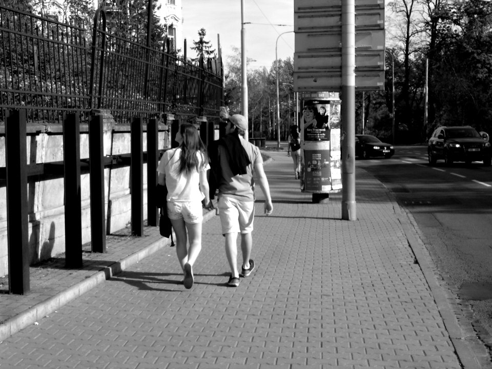 Couple Looking at Old Fence