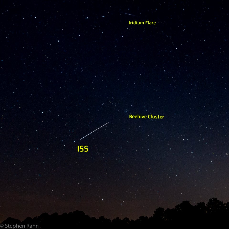 International Space Station with Iridium Flare