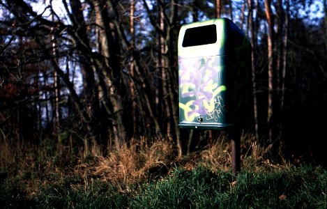 Exa + Tessar 2,8/50 - Scrap Basket at the Edge of the Wood