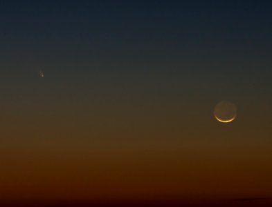 Comet PANSTARRS and 2% illuminated Waxing Crescent Moon - March 12th, 2013