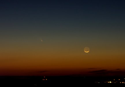 Comet PANSTARRS and 2% illuminated Waxing Crescent Moon - March 12th, 2013