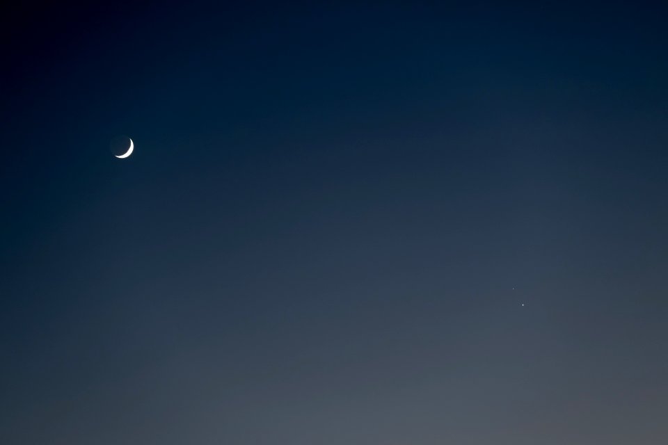 Waxing Crescent Moon, Saturn, and Jupiter on 12-17-20