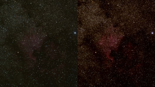 North America Nebula - Before and After photo
