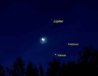 Day 198 - Venus-Jupiter-Moon Conjunction (annotated) photo