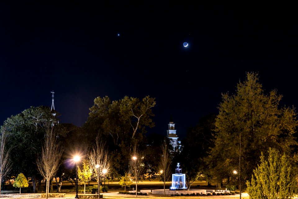 Crescent Moon and Venus over Macon, Georgia
