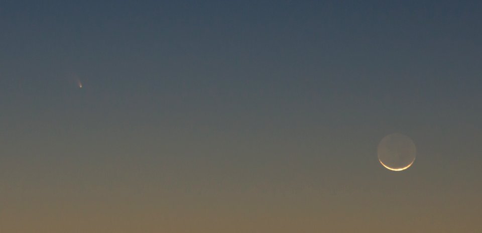 Comet PANSTARRS and 2% illuminated Waxing Crescent Moon - March 12th, 2013