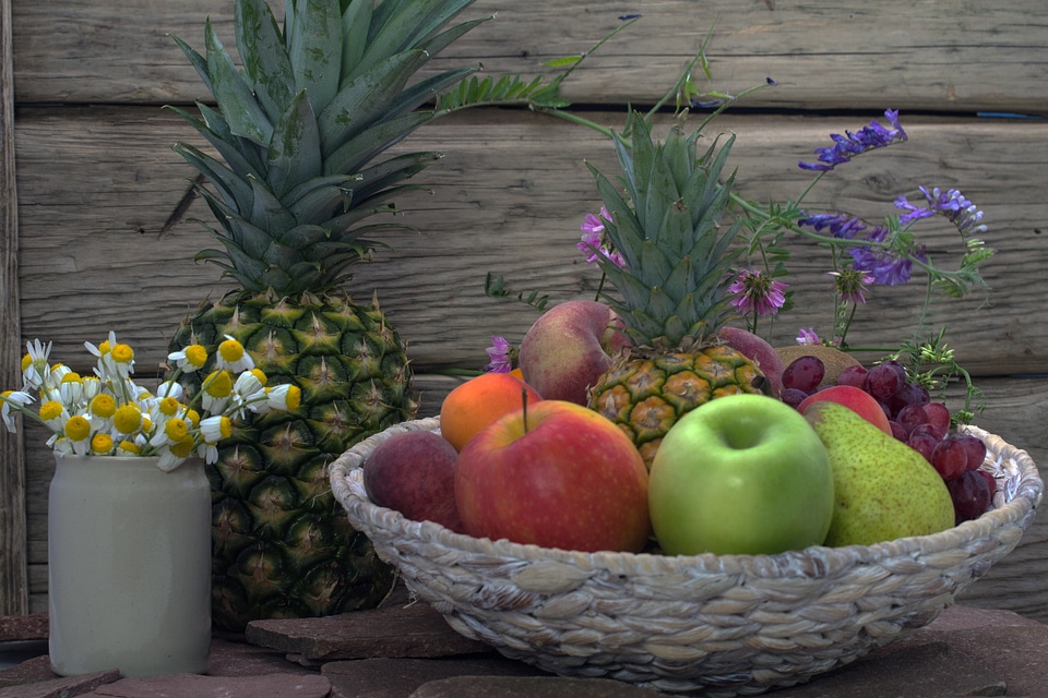 Pineapple fruit bowl flowers