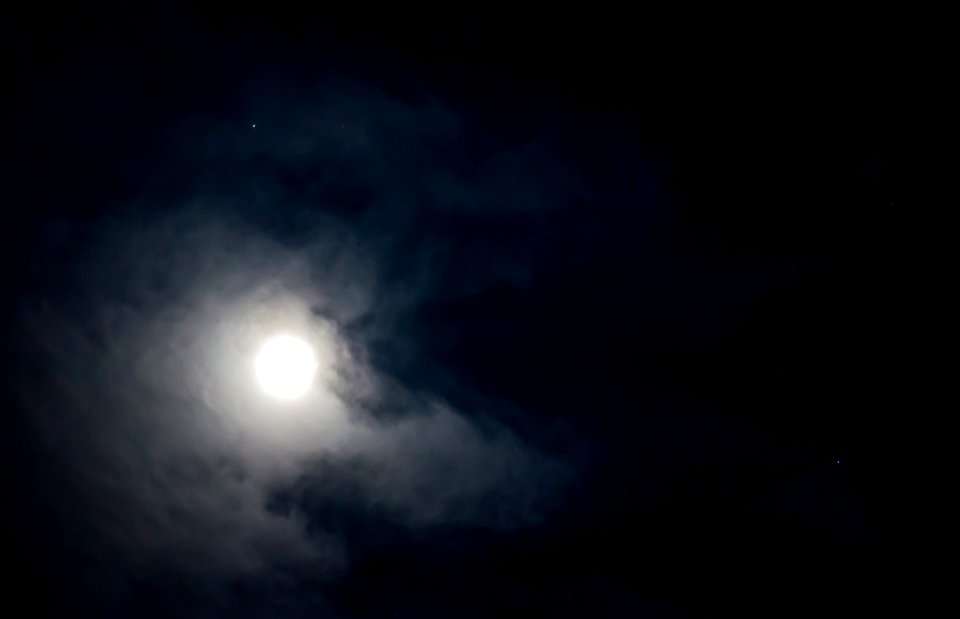 Saturn, Spica, and the Moon