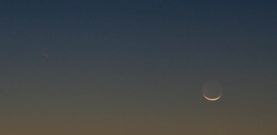 Comet PANSTARRS and 2% illuminated Waxing Crescent Moon - March 12th, 2013