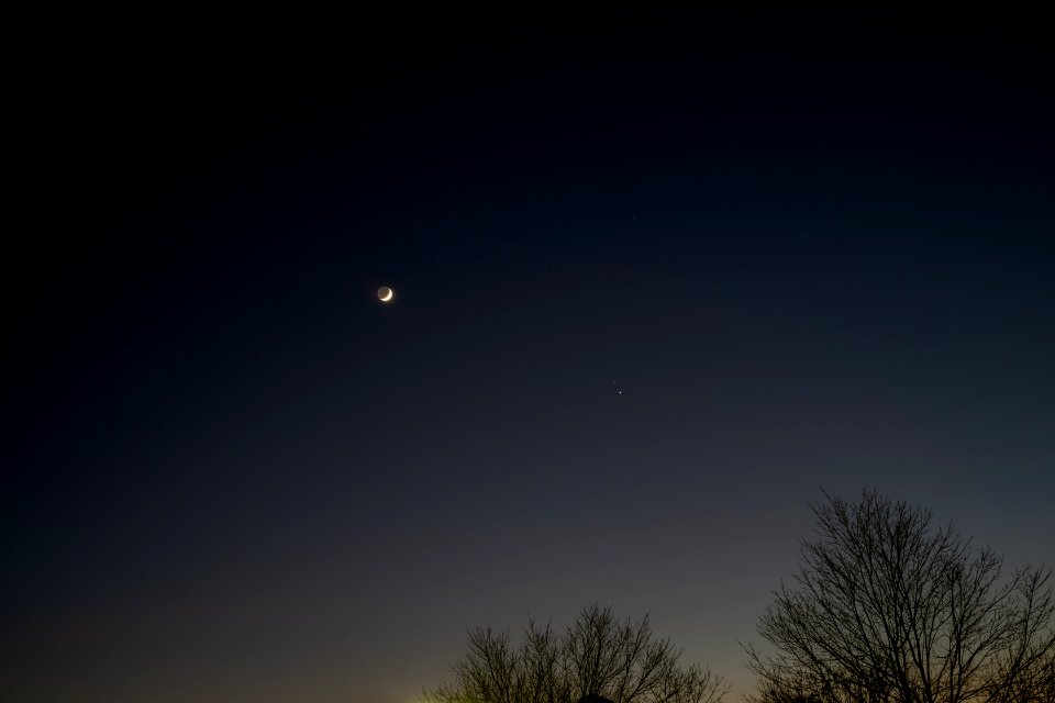 Waxing Crescent Moon, Saturn, and Jupiter on 12-17-20