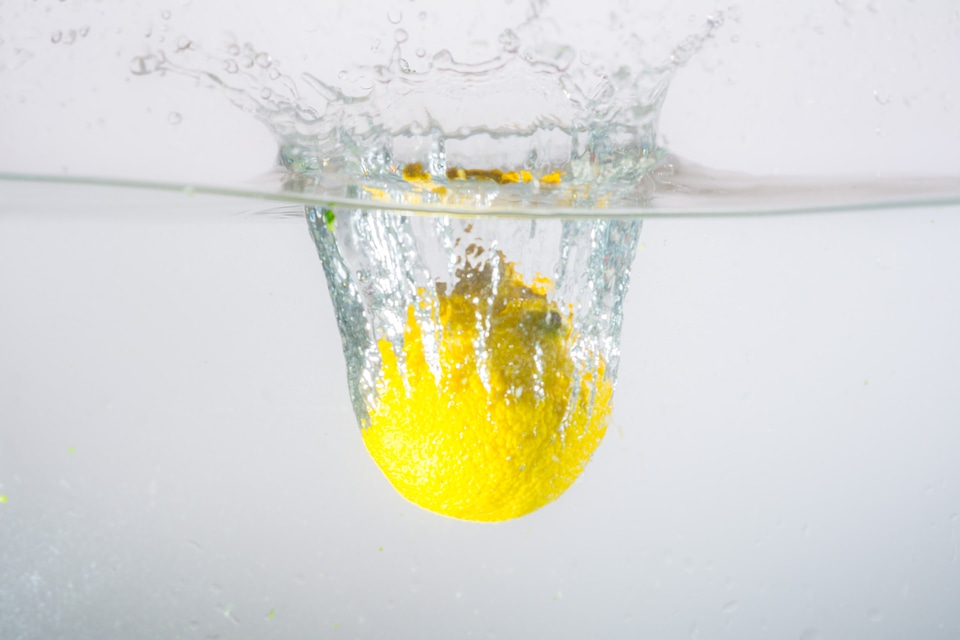 Spray water splashes spill over