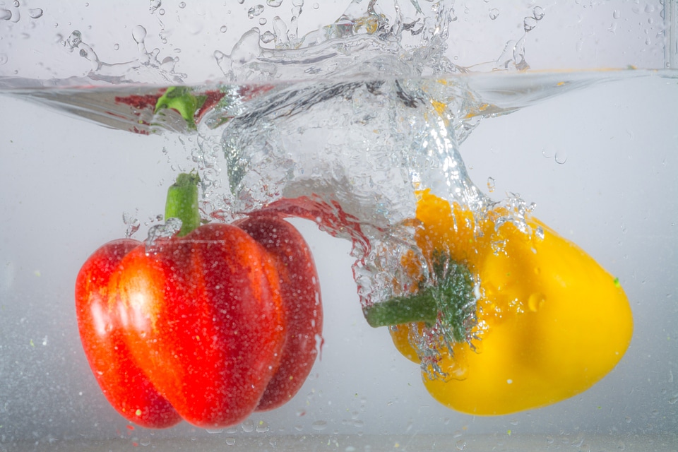 Spray water splashes spill over