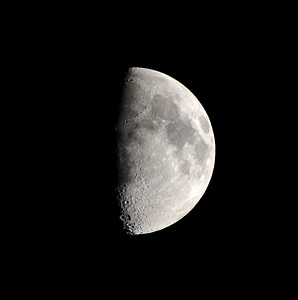 Celestial body half moon lunar surface