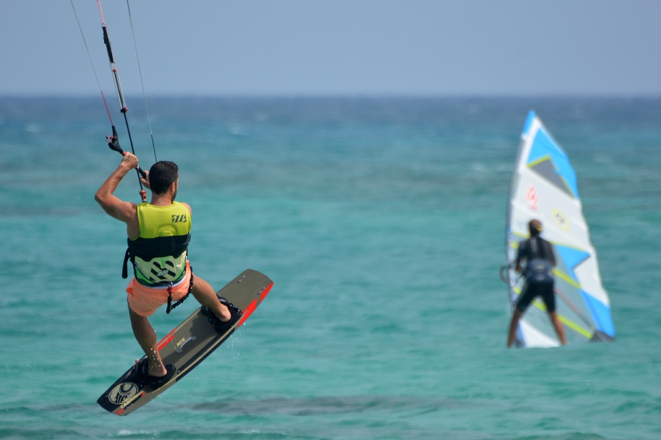 Kite surfing windsurfer man