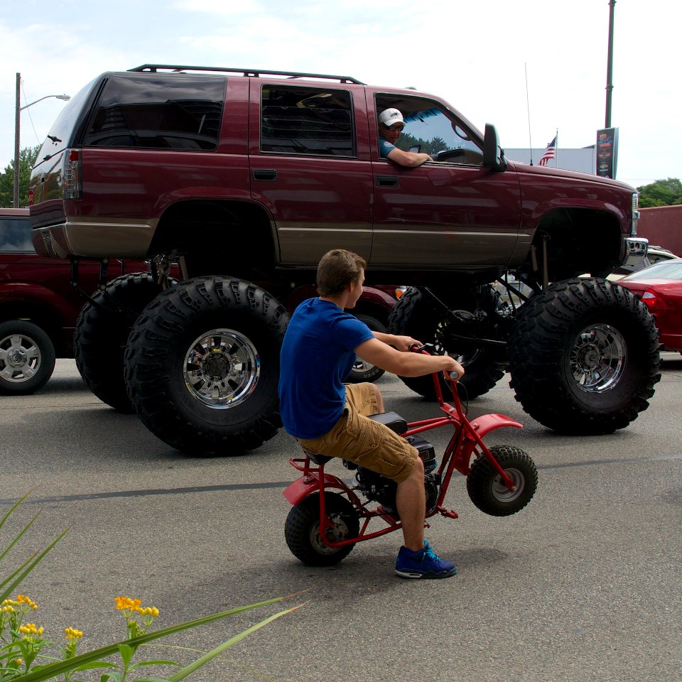 Chevrolet Tahoe bro truck and monkey bike