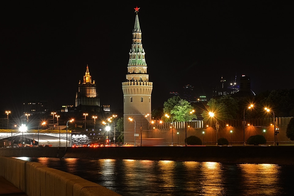 The kremlin fortress night