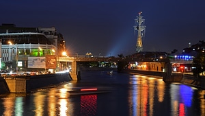 Night city night lights river photo