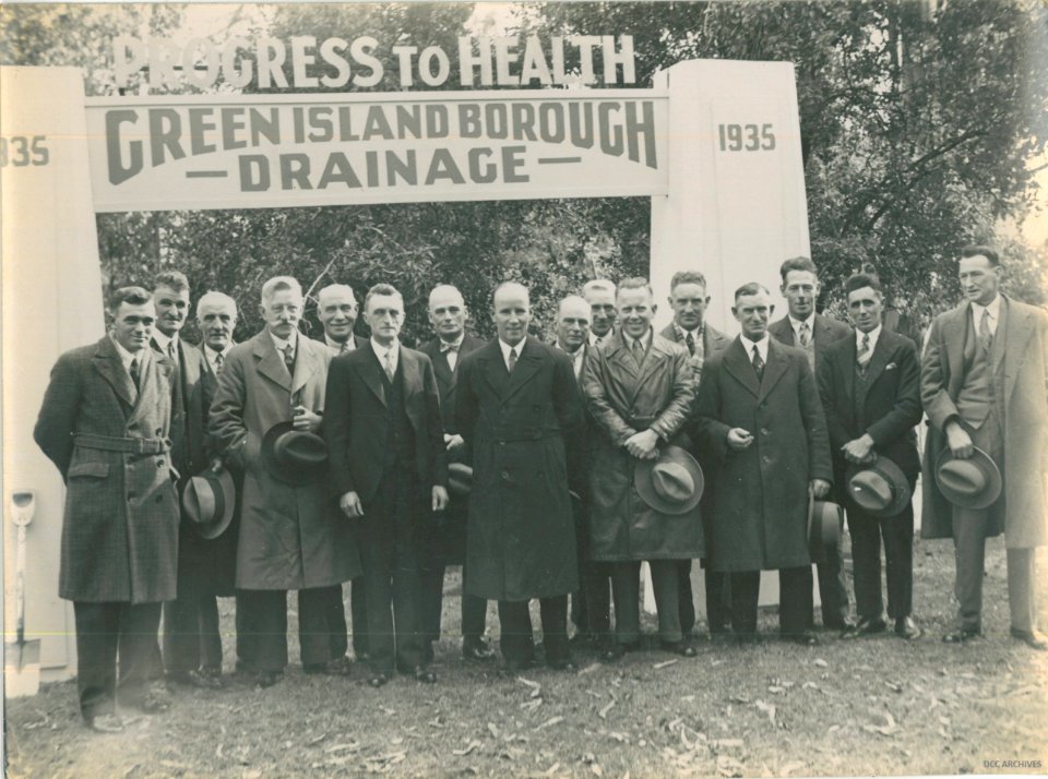 Turning the first sod ceremony opening the Borough's Drainage Scheme 30 March 1935