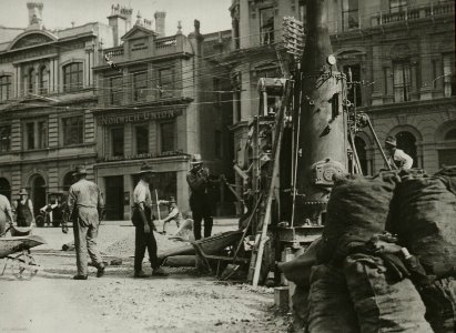 Lower High Street - Labourers with Concrete Mixer c1922 photo